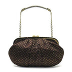 Louis Vuitton Monogram Satin Ommonier Clasp Chain Bag Brown Gold