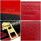 Loewe Bifold Long Wallet Red Linen 10188 K98 Leather — view 7