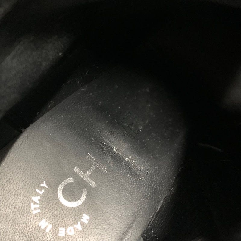 Chanel Boots Short Shoes Leather Patent Black Silver Coco Mark Chain — view 7