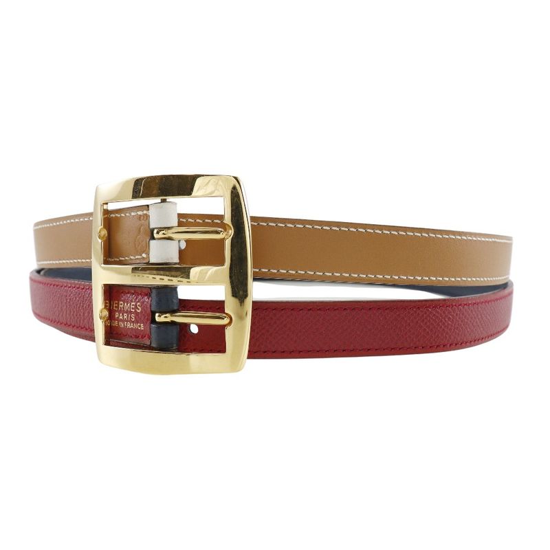 Hermes Reversible Courchevel Swift Blue Indigo Rouge Vif 0 Belt — view 6