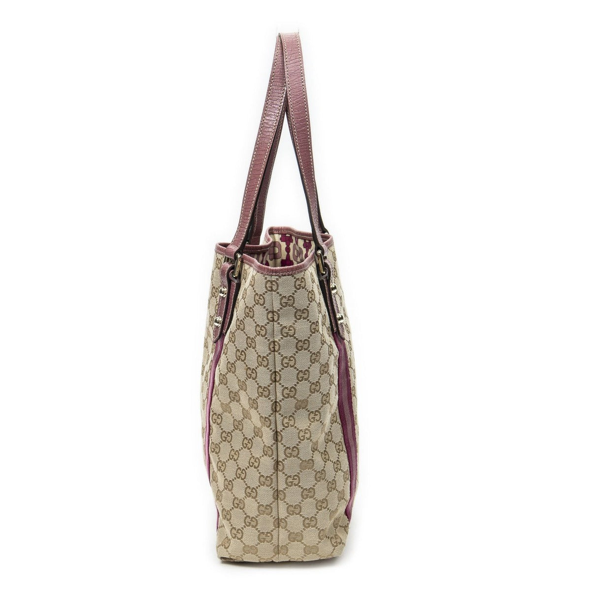 Gucci Web Vertical Jolique Tote Pink Beige GG Canvas — view 3