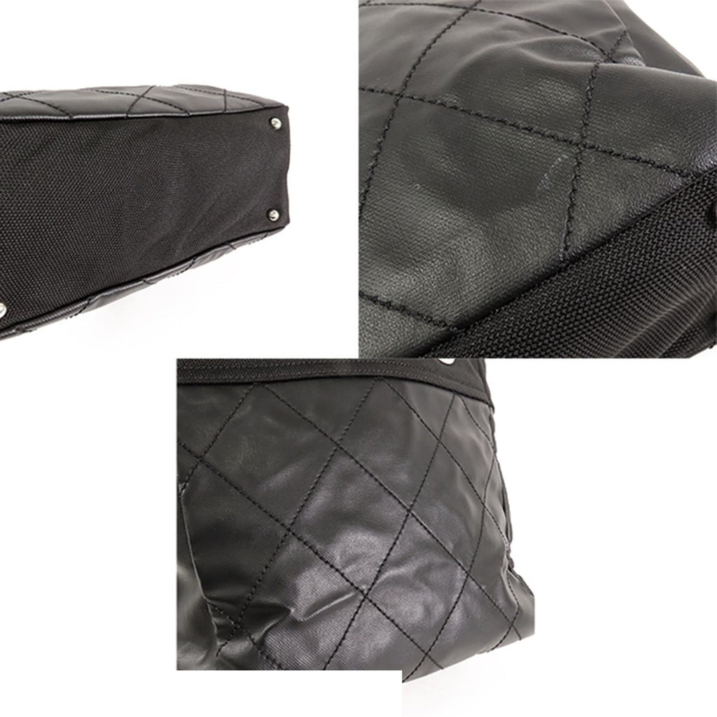Chanel Paris Biarritz PM Black Silver Nylon Tote Bag — view 6