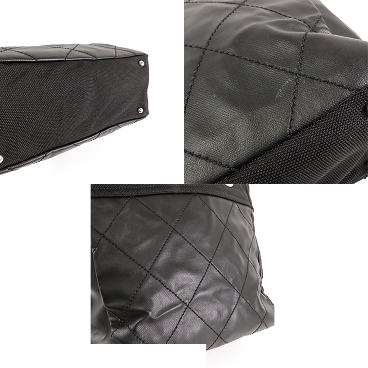 Chanel Paris Biarritz PM Black Silver Nylon Tote Bag — view 6