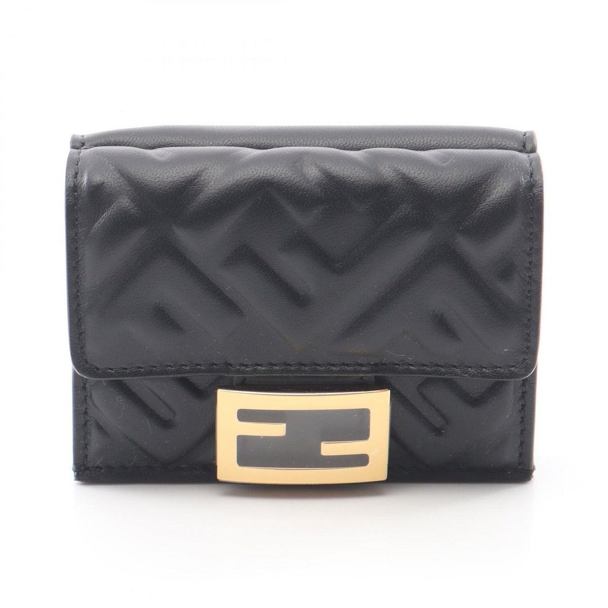 Fendi Trifold Wallet Baguette 8 M0395 Aajdf0 kur Nero Leather