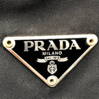 Prada Triangle Logo Nylon Tessuto Leather Shoulder Bag Black — view 9