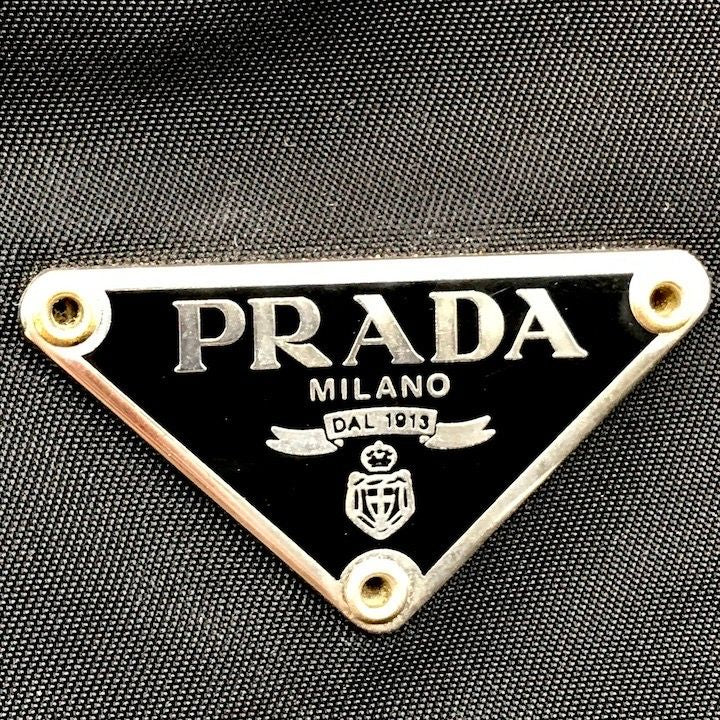 Prada Triangle Logo Nylon Tessuto Leather Shoulder Bag Black — view 9