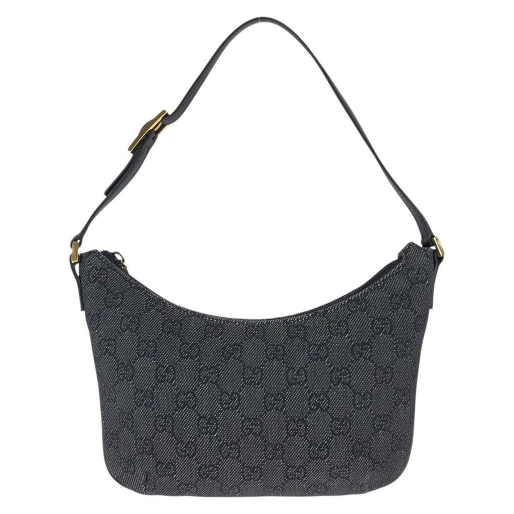 Gucci Black Gold GG Canvas Leather Handbag Pouch