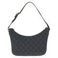 Gucci Black Gold GG Canvas Leather Handbag Pouch