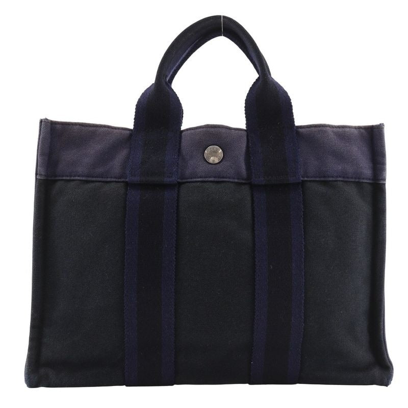 Hermes Sac Fourre Tout PM Cotton Canvas Black Navy Handbag — view 2