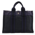 Hermes Sac Fourre Tout PM Cotton Canvas Black Navy Handbag — view 2