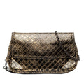 Bottega Veneta Intreccio Mirage Chain Shoulder Bag Black Gold Leather