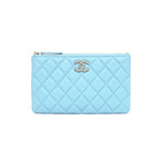 Chanel Flat Pouch Quilted Light Blue Gdhardware Caviar — view 2