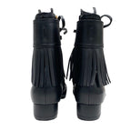 Chanel Boots Short Shoes Leather Black Coco Mark Fringe — view 6