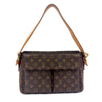 Louis Vuitton GM Monogram Leather Brown Light Shoulder Bag Gold
