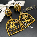 Chanel CC Logo Earrings Birdcage Vintage Classic