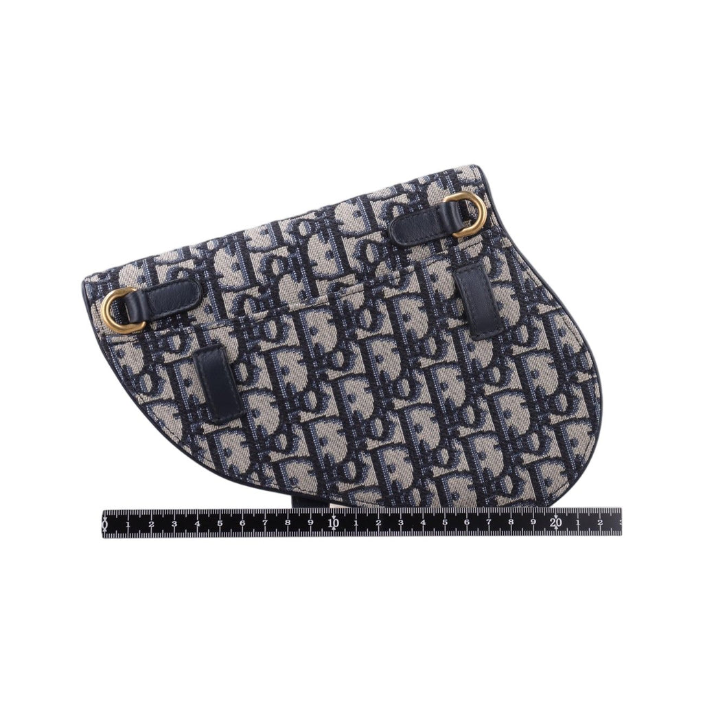 Dior Saddle Bag Gray Navy Jacquard Leather — view 2