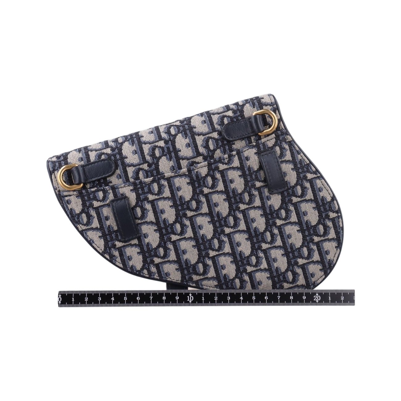 Dior Saddle Bag Gray Navy Jacquard Leather — view 2