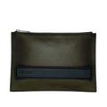 Bottega Veneta Clutch Khaki Green Black Deep Second Leather Fastener