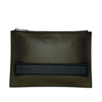 Bottega Veneta Clutch Khaki Green Black Deep Second Leather Fastener
