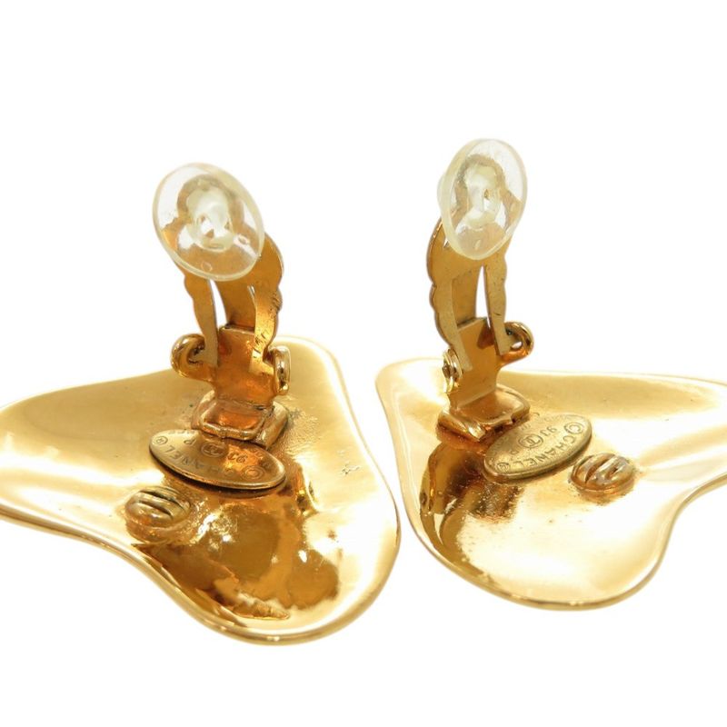 Chanel Vintage Coco Mark Heart Metal Gold Earrings 0179 — view 7