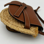Loewe Gate Small Natural Tan Raffia Calf Shoulder Bag — view 7
