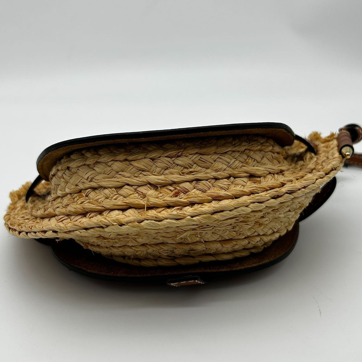 Loewe Gate Small Natural Tan Raffia Calf Shoulder Bag — view 8