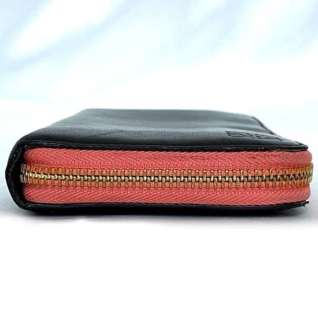 Loewe Round Zipper Long Wallet Black Pink Anagram — view 4