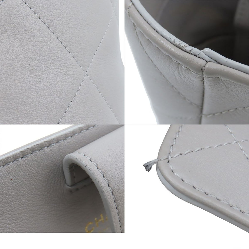 Chanel Tote Bag Gray Gold Calfskin Quilted — view 7