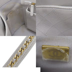 Chanel Tote Bag Gray Gold Calfskin Quilted — view 8