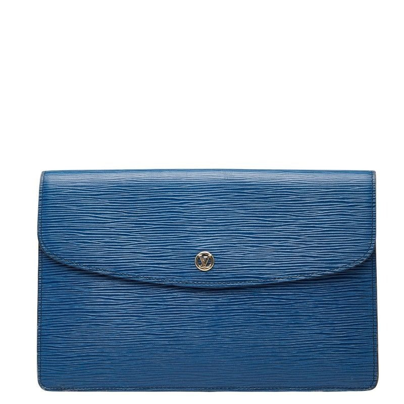 Louis Vuitton Epi Montaigne 27 Second Bag Clutch Toledo Blue Leather