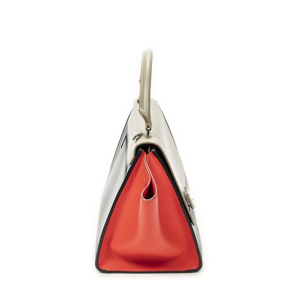 Celine Small Tricolor Trapeze Black Red Calfskin Leather Messenger Bag — view 4
