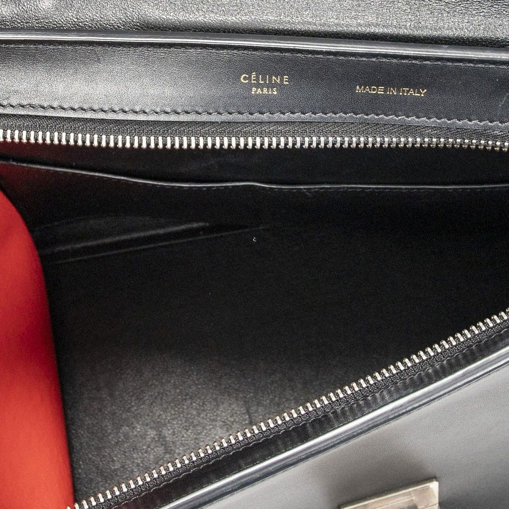 Celine Small Tricolor Trapeze Black Red Calfskin Leather Messenger Bag — view 9
