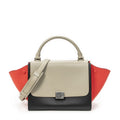 Celine Small Tricolor Trapeze Black Red Calfskin Leather Messenger Bag