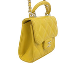Chanel Handbag Mini Quilted Lambskin Yellow Champagne Gold 2-Way — view 2