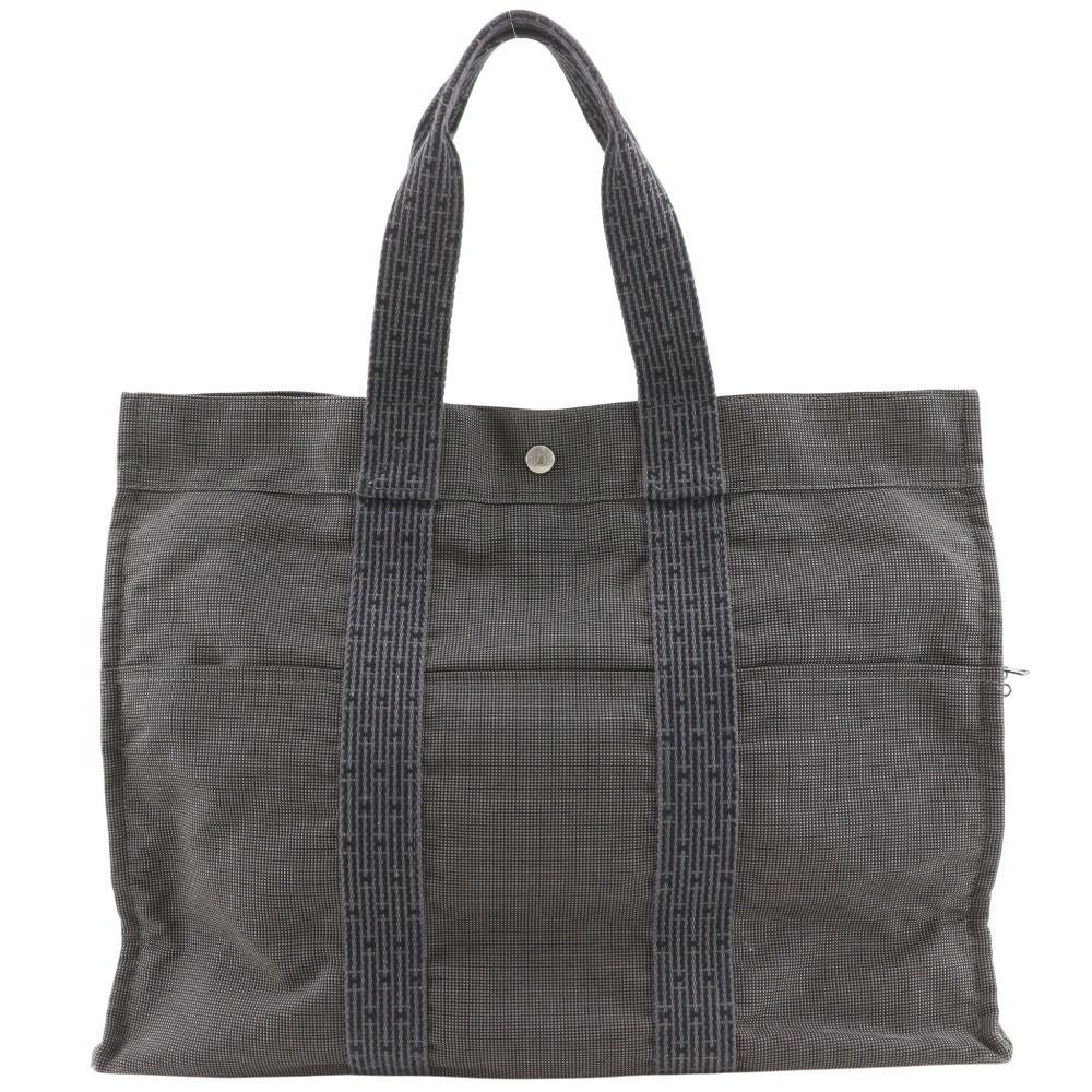 Hermes Her Line GM Nylon Canvas Gray Tote