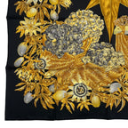 Hermes Scarf Silk Carre 90 Passiflores Passion Flower Black — view 4