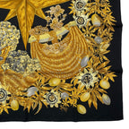 Hermes Scarf Silk Carre 90 Passiflores Passion Flower Black — view 5