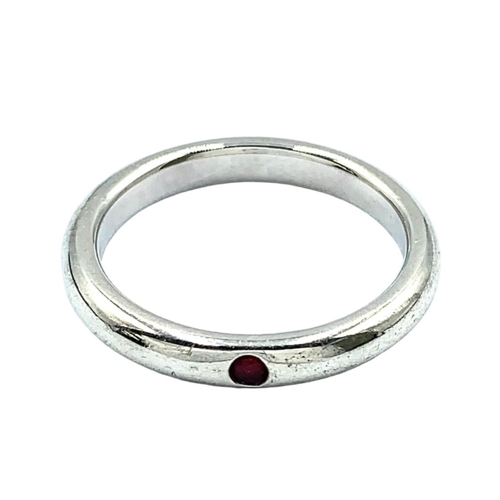 Tiffany & Co Stacking Band Ruby Silver Red Ring
