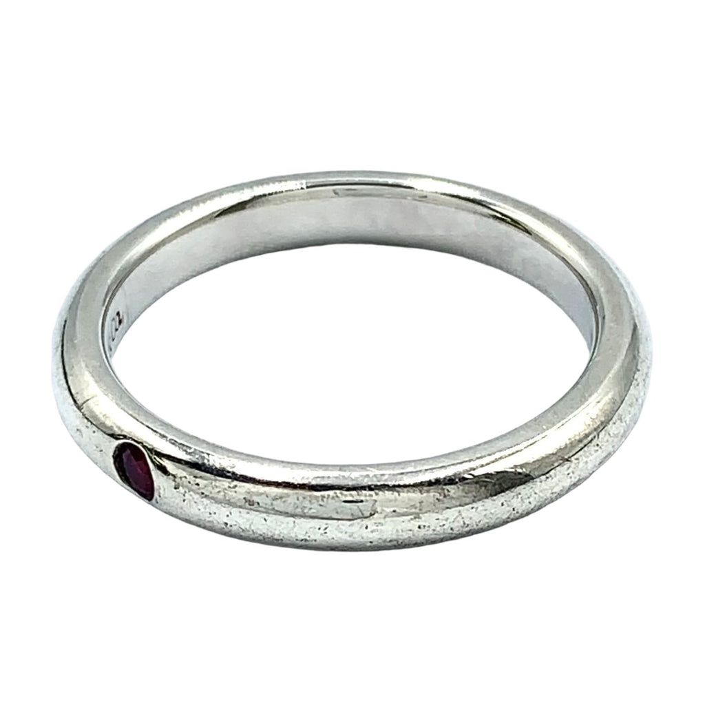 Tiffany & Co Stacking Band Ruby Silver Red Ring — view 2
