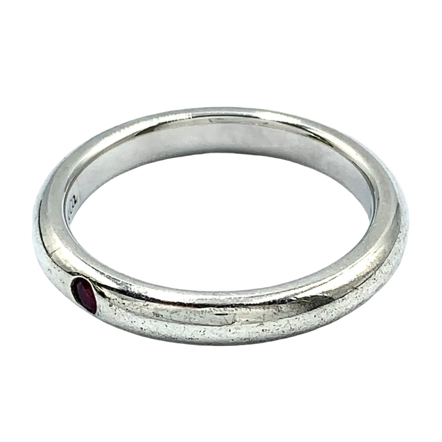 Tiffany & Co Stacking Band Ruby Silver Red Ring — view 2