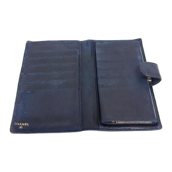 Chanel Long Wallet Coco Mark Black Caviar Leather Bifold Clasp — view 3