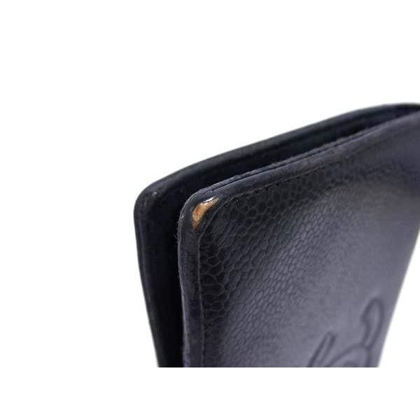 Chanel Long Wallet Coco Mark Black Caviar Leather Bifold Clasp — view 8