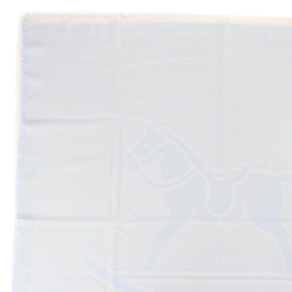 Hermes Wool Baby with Fringe Shawl Light Blue Scarf — view 3