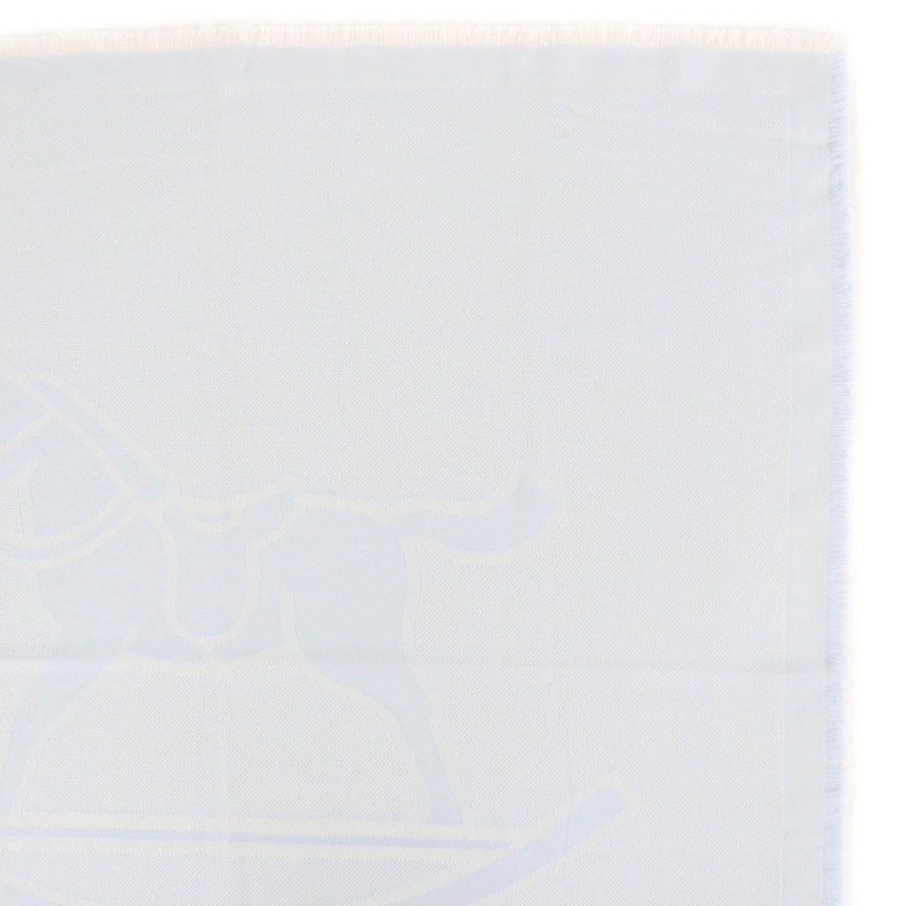 Hermes Wool Baby with Fringe Shawl Light Blue Scarf — view 4