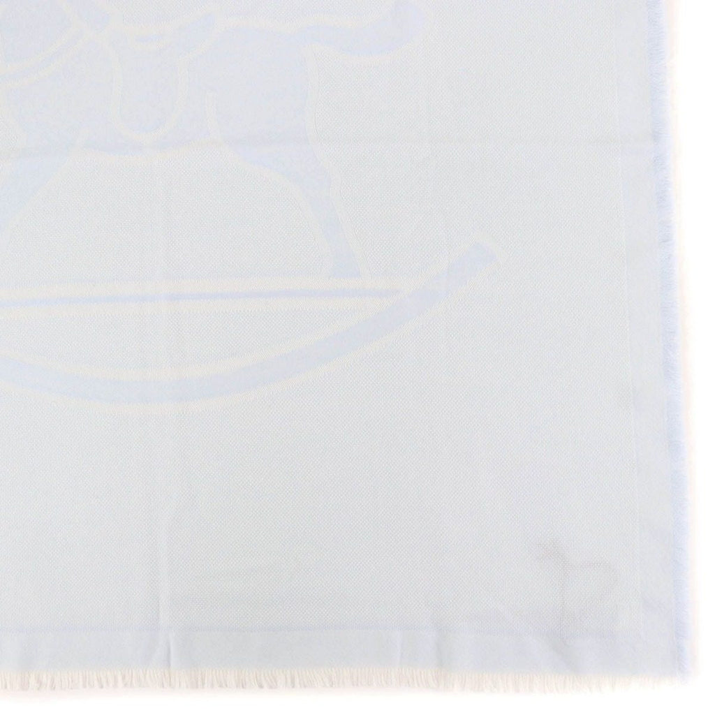 Hermes Wool Baby with Fringe Shawl Light Blue Scarf — view 5