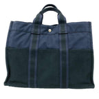 Hermes Fourre Tout MM Tote Bag Canvas Navy Black
