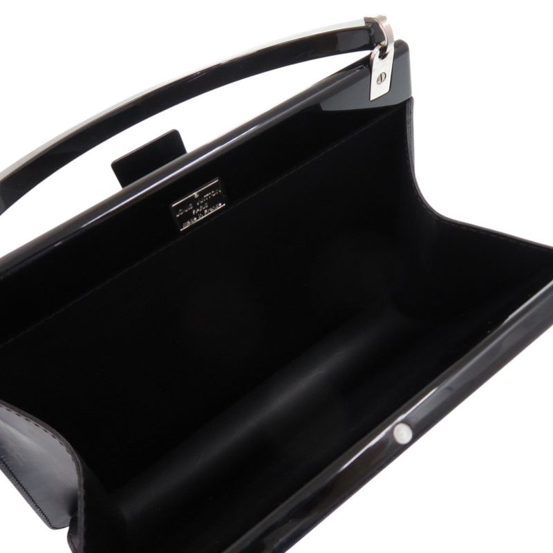 Louis Vuitton Plastic Leather Black Silver Hardware Handbag 0745 — view 7