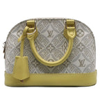 Louis Vuitton Alma BB Canvas Leather Light Gray Yellow Handbag