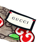 Gucci GG Apple Collection Neck Bow Ribbon Silk Beige Red Scarf — view 2