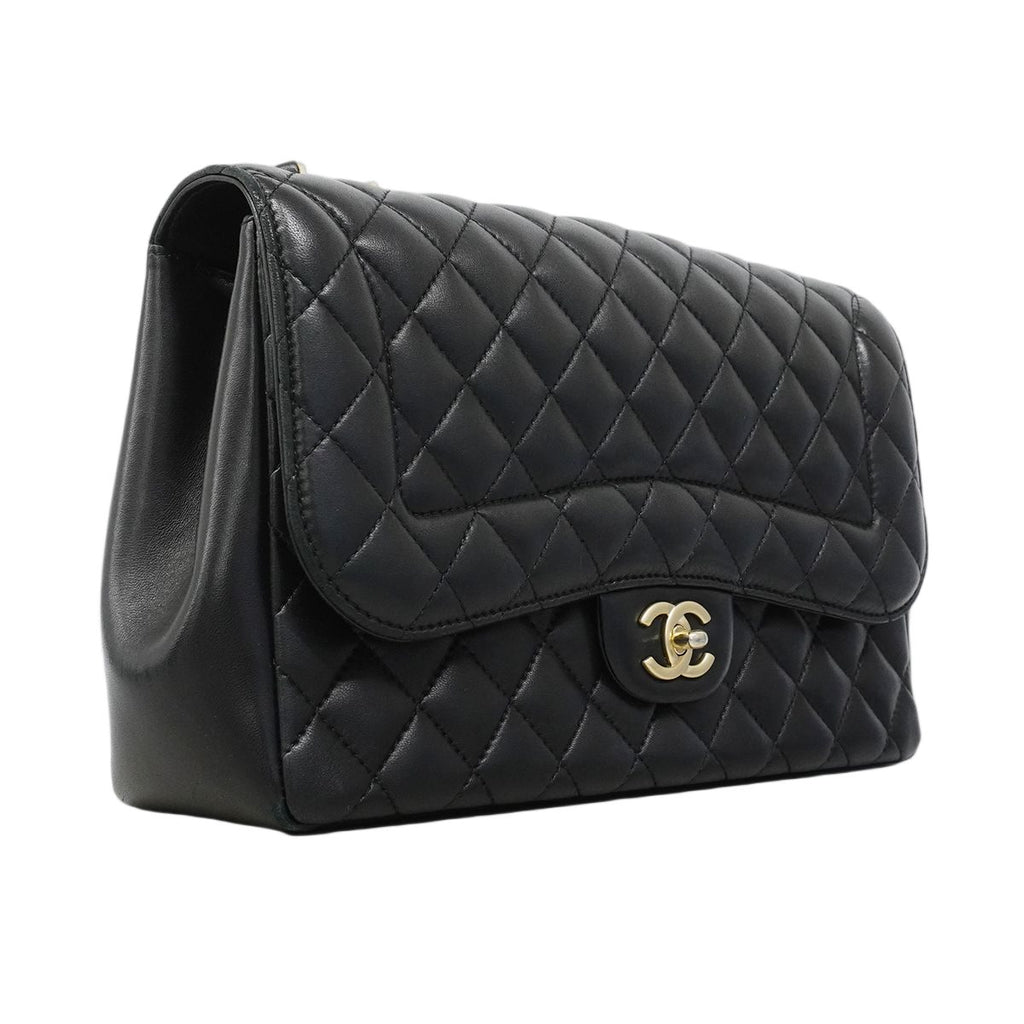 Chanel Shoulder Bag Deca Quilted Lambskin Black Champagne Gold — view 2